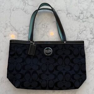 Coach Navy and Black Signature Tote
